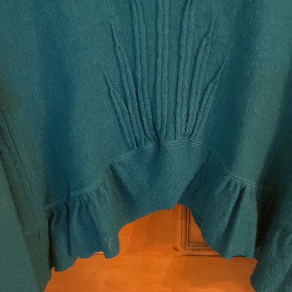 Luii teal wool cardigan jacket Anthropologie anthro large l ruffles - Picture 16 of 17
